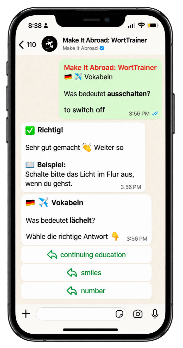Make It Abroad WortTrainer WhatsApp Bot